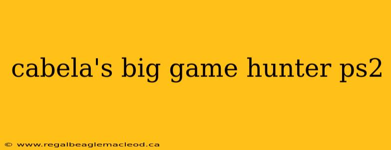 cabela's big game hunter ps2