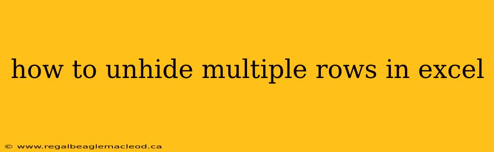 how to unhide multiple rows in excel