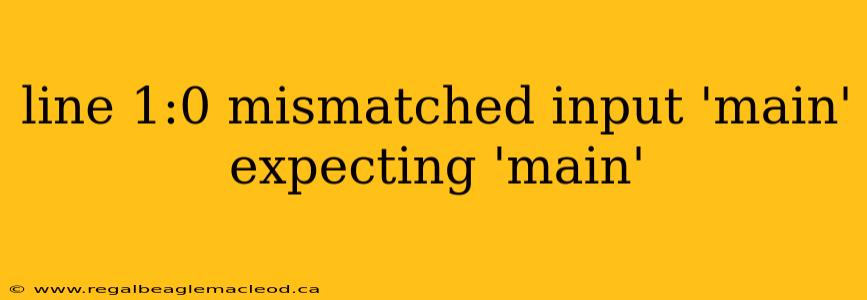 line 1:0 mismatched input 'main' expecting 'main'