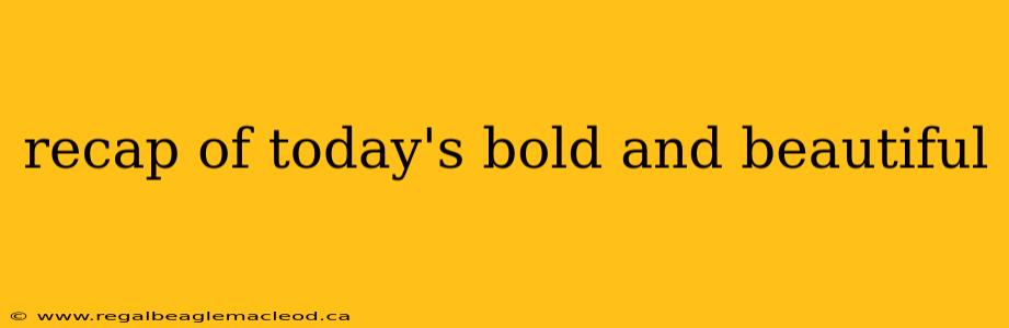 recap of today's bold and beautiful