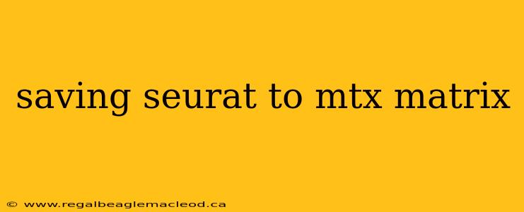 saving seurat to mtx matrix